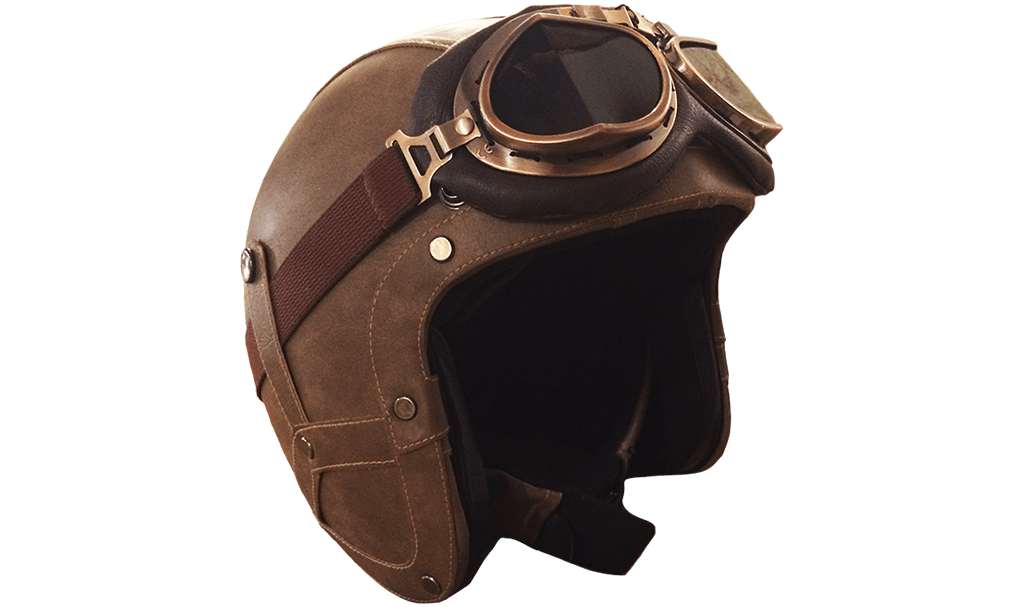 Rayvolt Leather Bike Helmet - 3/4 Face - with glasses